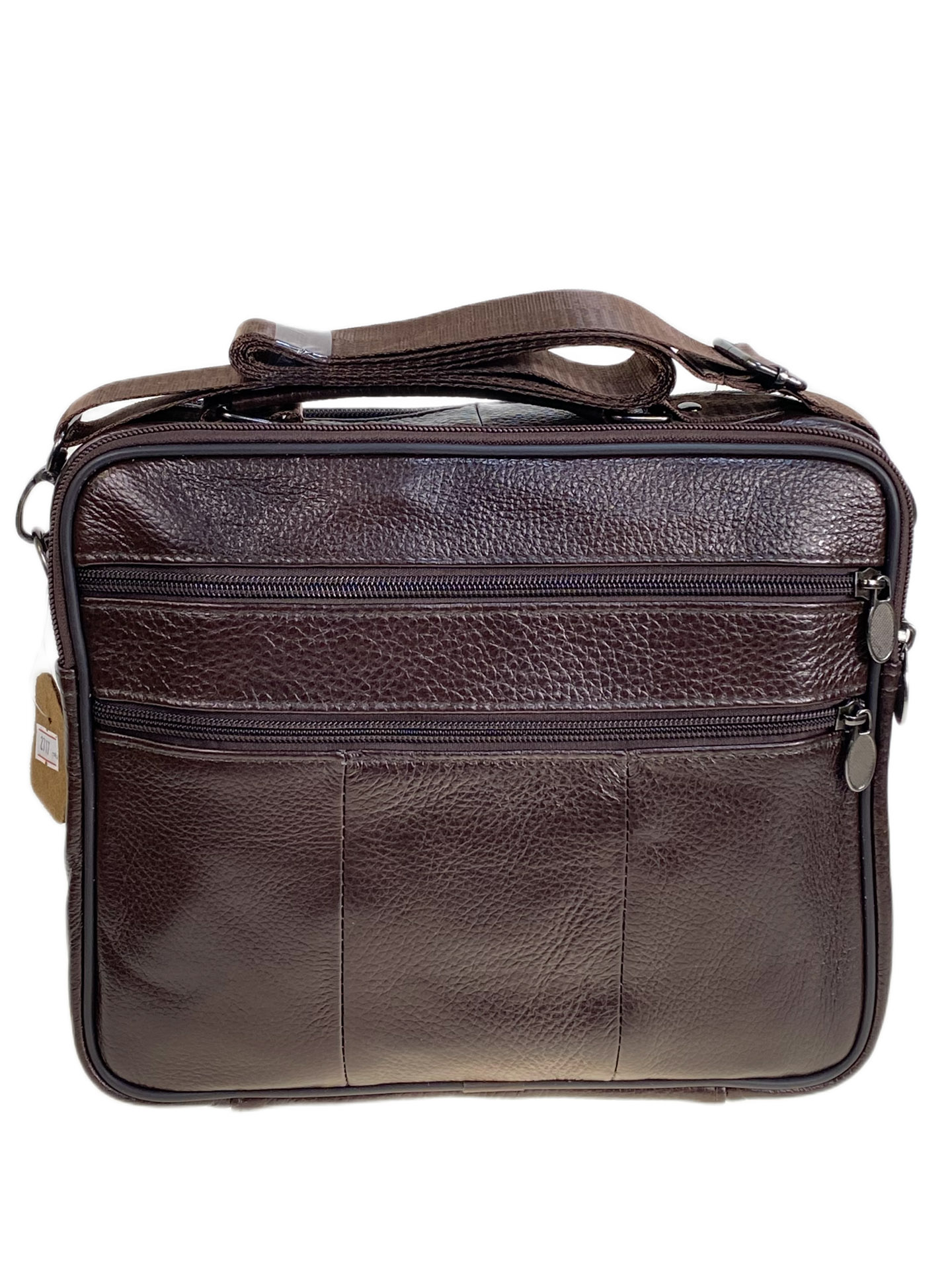 На фото 2 - Сумка мужская из натуральной кожи, цвет коричневый