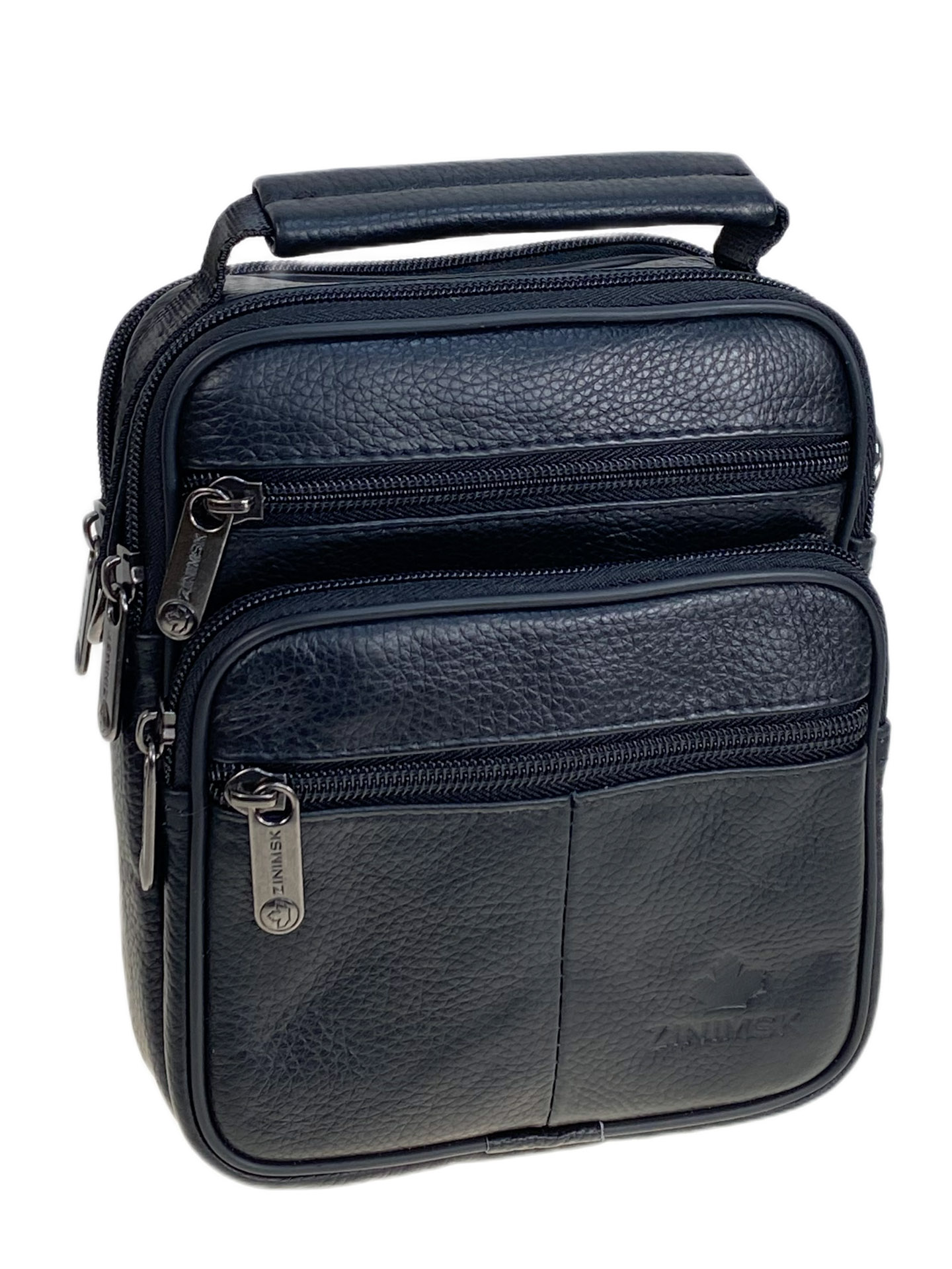 На фото 1 - Сумка мужская из натуральной кожи, цвет черный