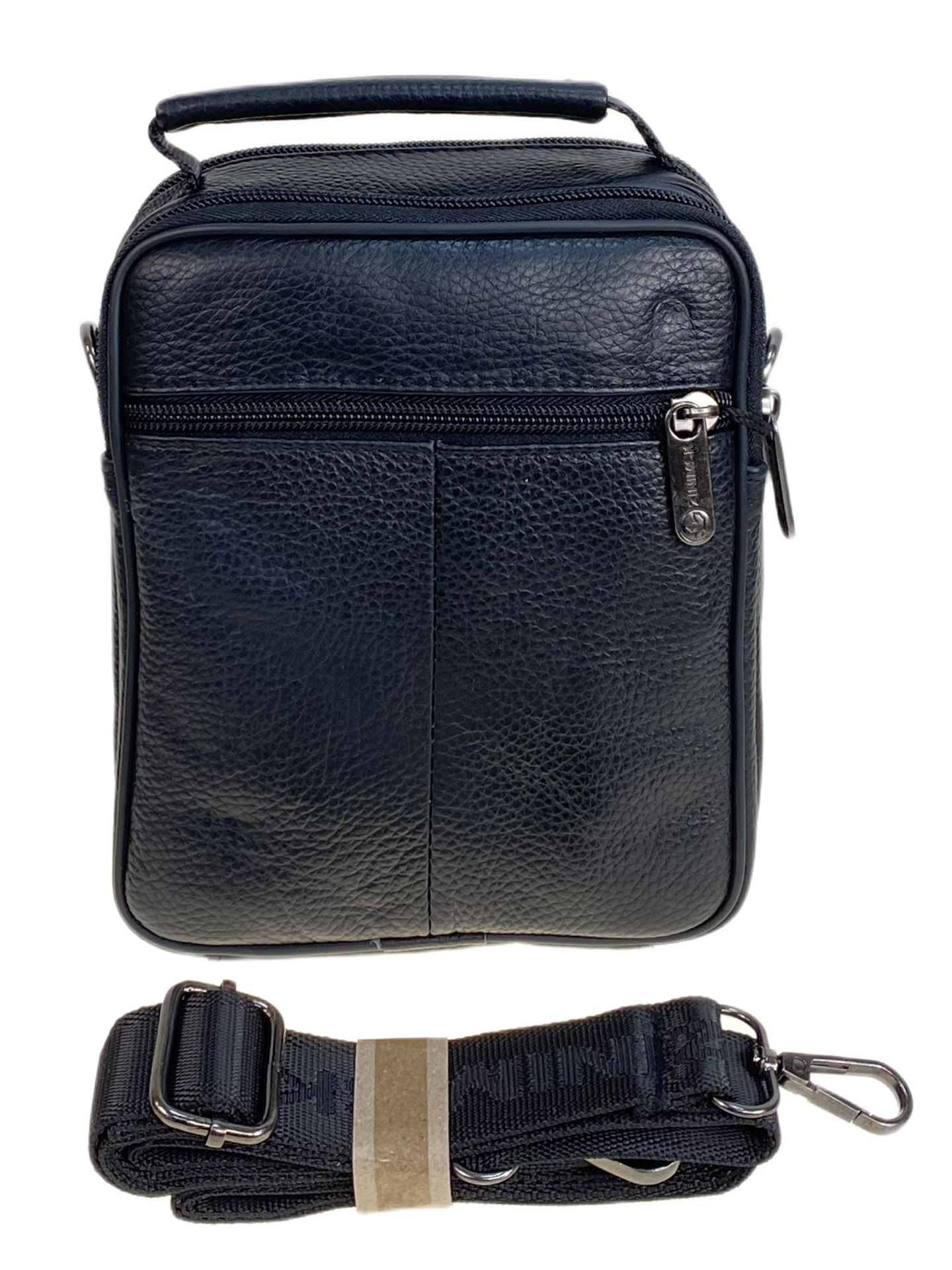 На фото 2 - Сумка мужская из натуральной кожи, цвет черный