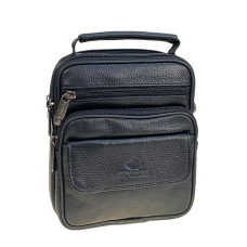 На фото 1 - Сумка мужская из натуральной кожи, цвет черный