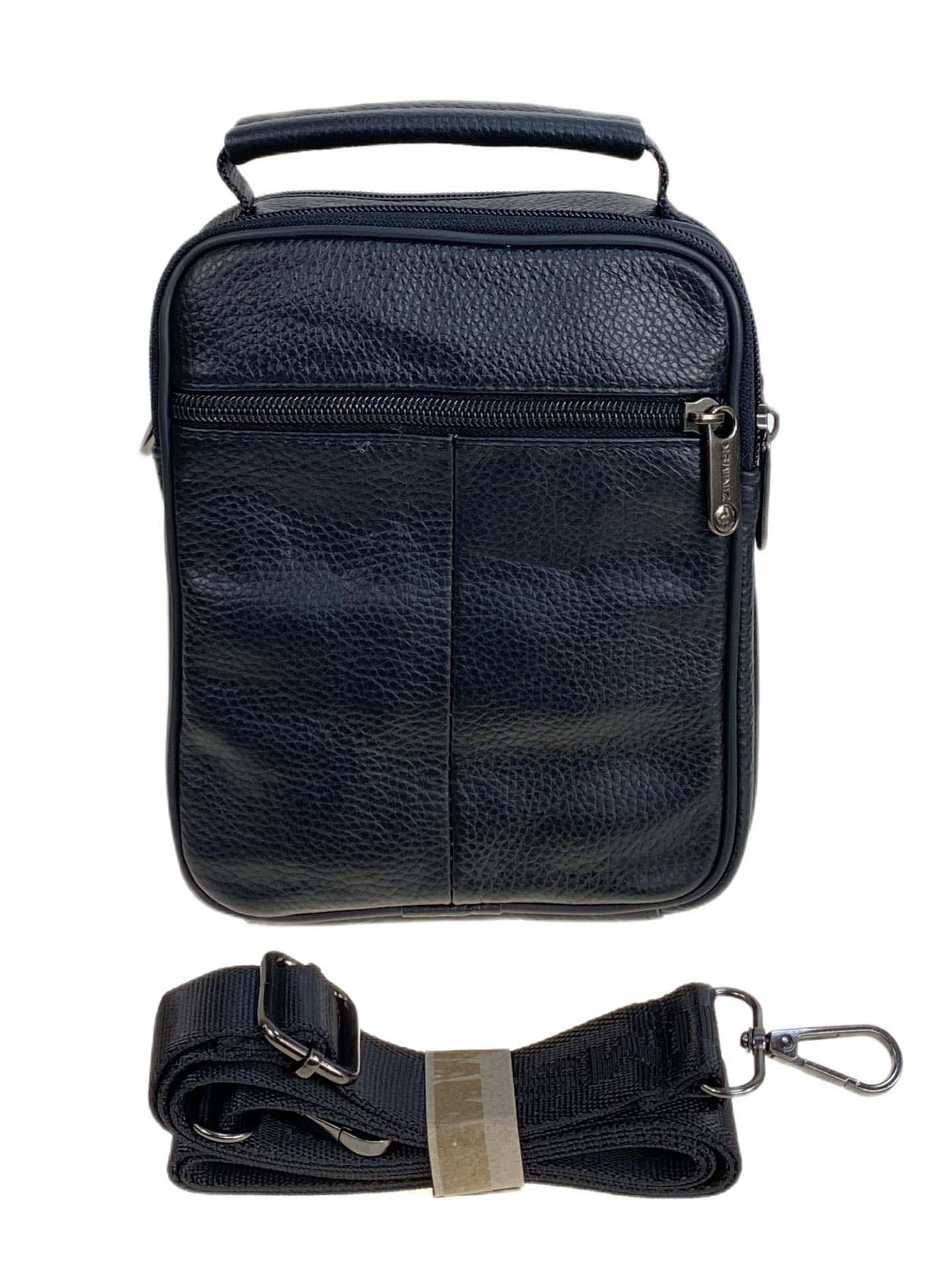 На фото 2 - Сумка мужская из натуральной кожи, цвет черный