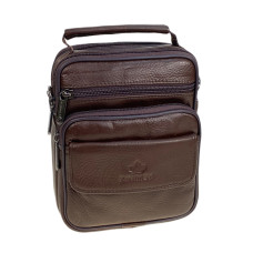 На фото 1 - Сумка мужская из натуральной кожи, цвет коричневый