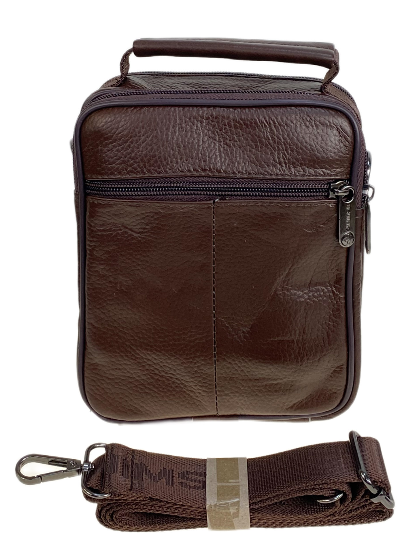 На фото 2 - Сумка мужская из натуральной кожи, цвет коричневый