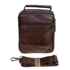 На фото 2 - Сумка мужская из натуральной кожи, цвет коричневый