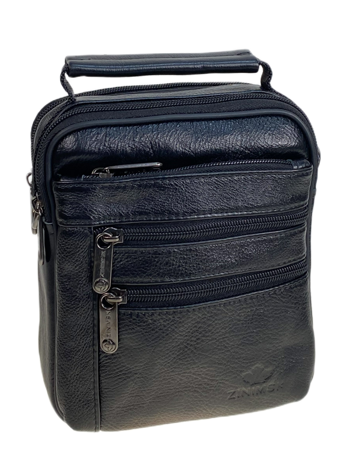 На фото 1 - Сумка мужская из натуральной кожи, цвет черный