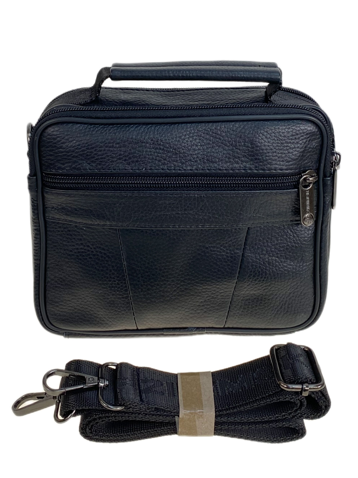 На фото 2 - Сумка мужская из натуральной кожи, цвет черный