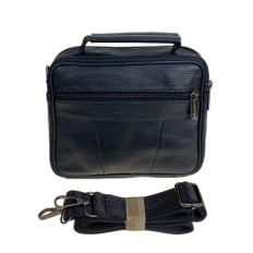 На фото 2 - Сумка мужская из натуральной кожи, цвет черный