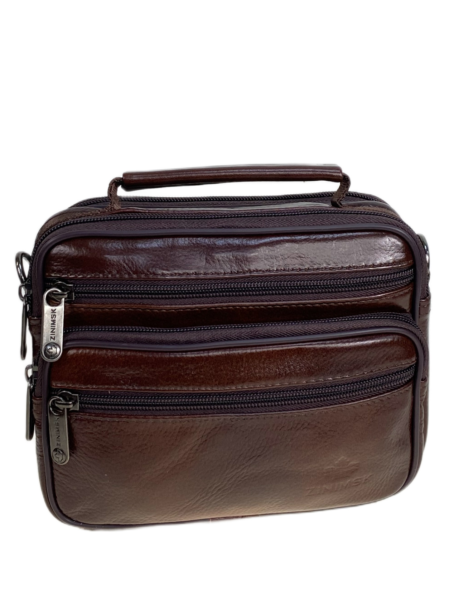 На фото 1 - Сумка мужская из натуральной кожи, цвет коричневый