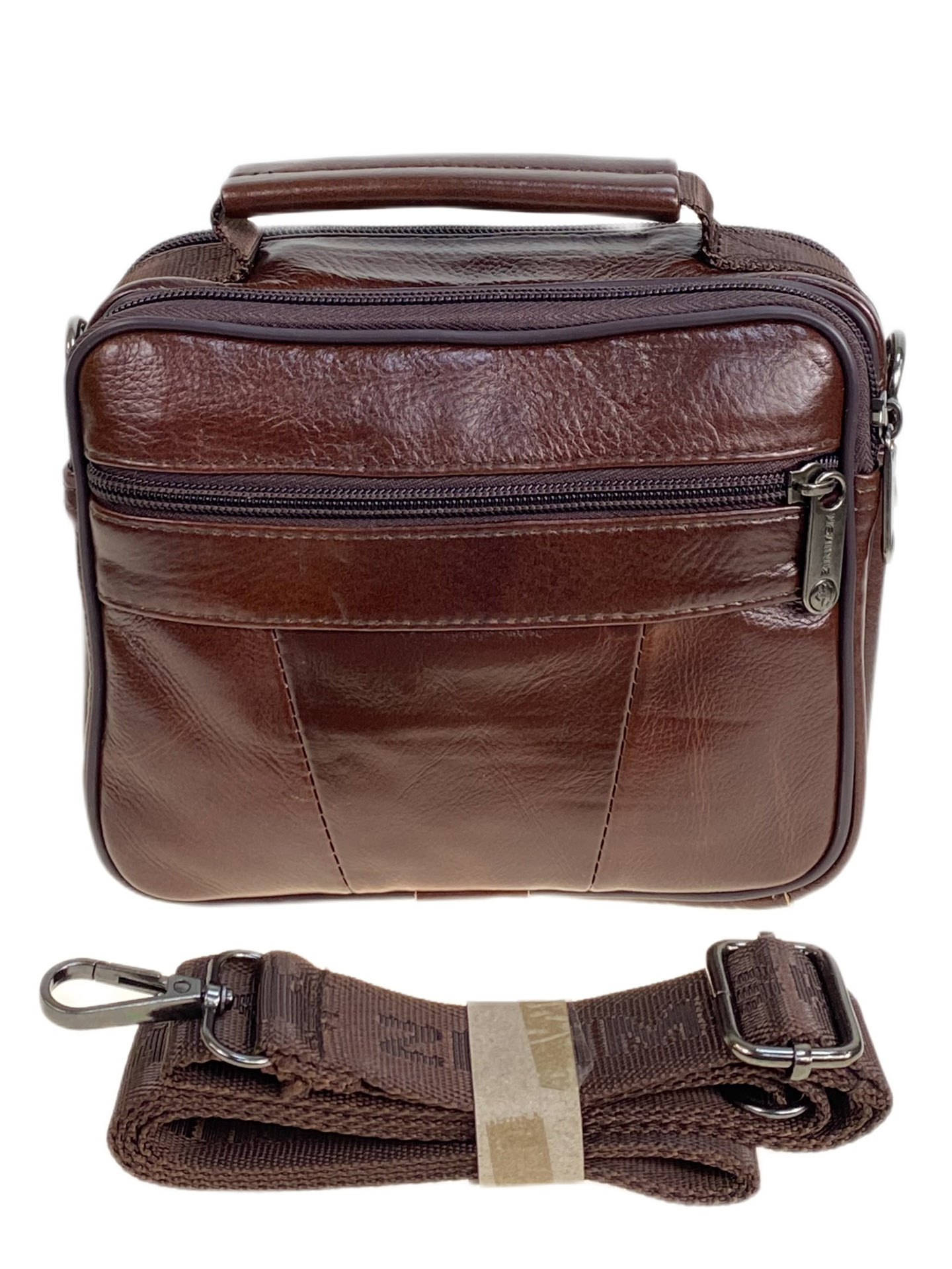 На фото 2 - Сумка мужская из натуральной кожи, цвет коричневый