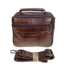 На фото 2 - Сумка мужская из натуральной кожи, цвет коричневый