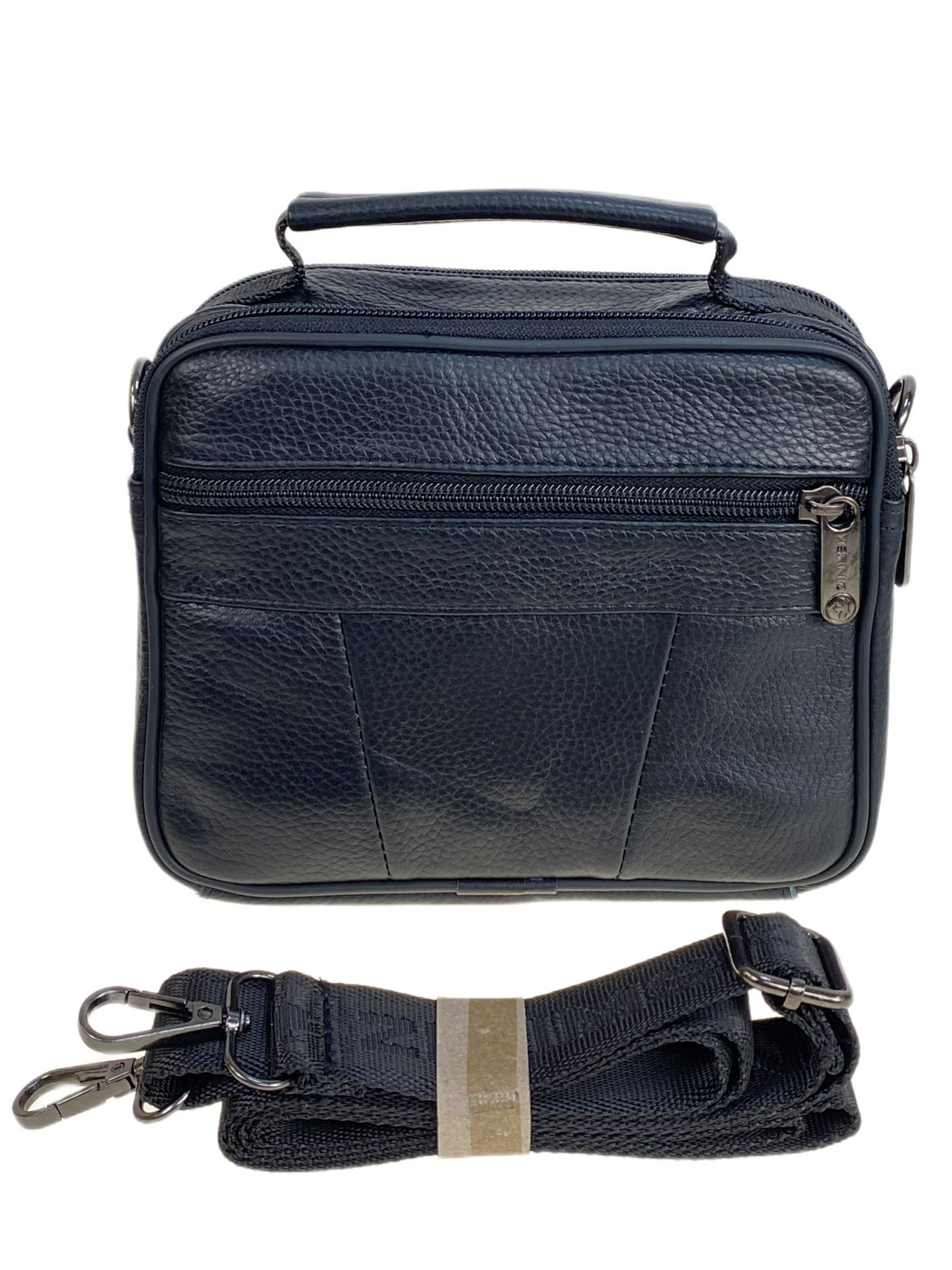 На фото 2 - Сумка мужская из натуральной кожи, цвет черный