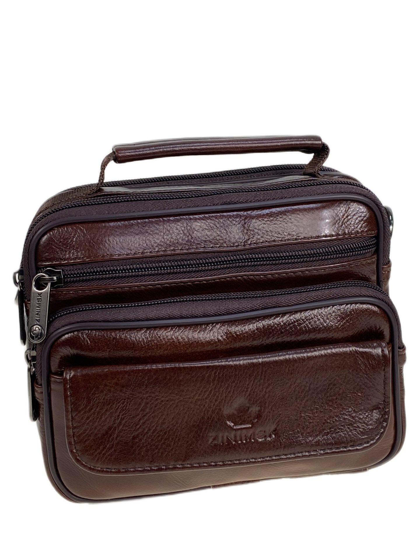 На фото 1 - Сумка мужская из натуральной кожи, цвет коричневый