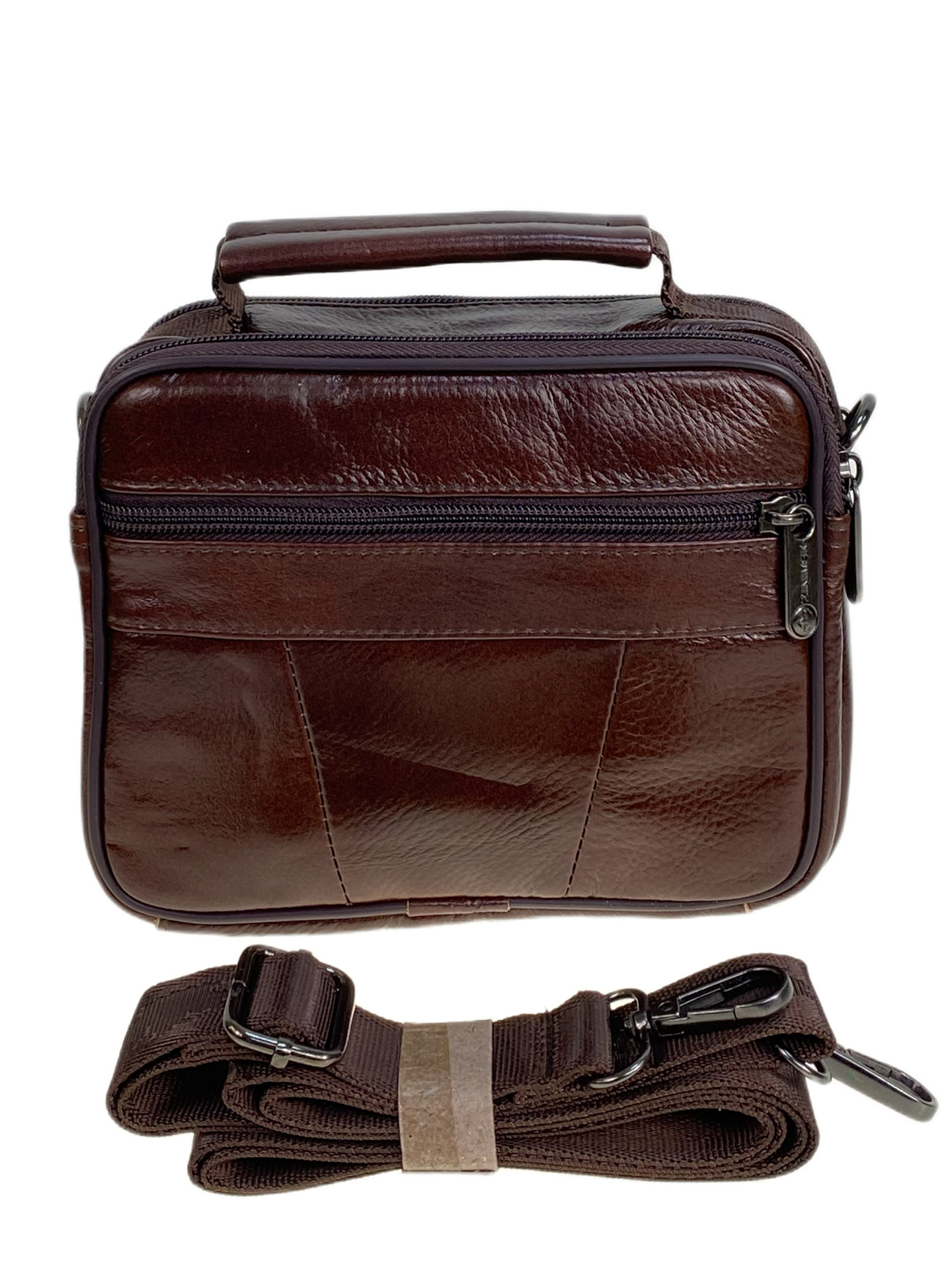 На фото 2 - Сумка мужская из натуральной кожи, цвет коричневый