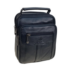 На фото 1 - Сумка мужская из натуральной кожи, цвет черный