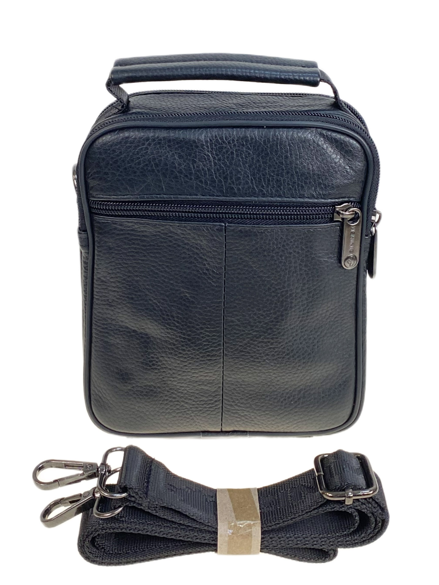 На фото 2 - Сумка мужская из натуральной кожи, цвет черный