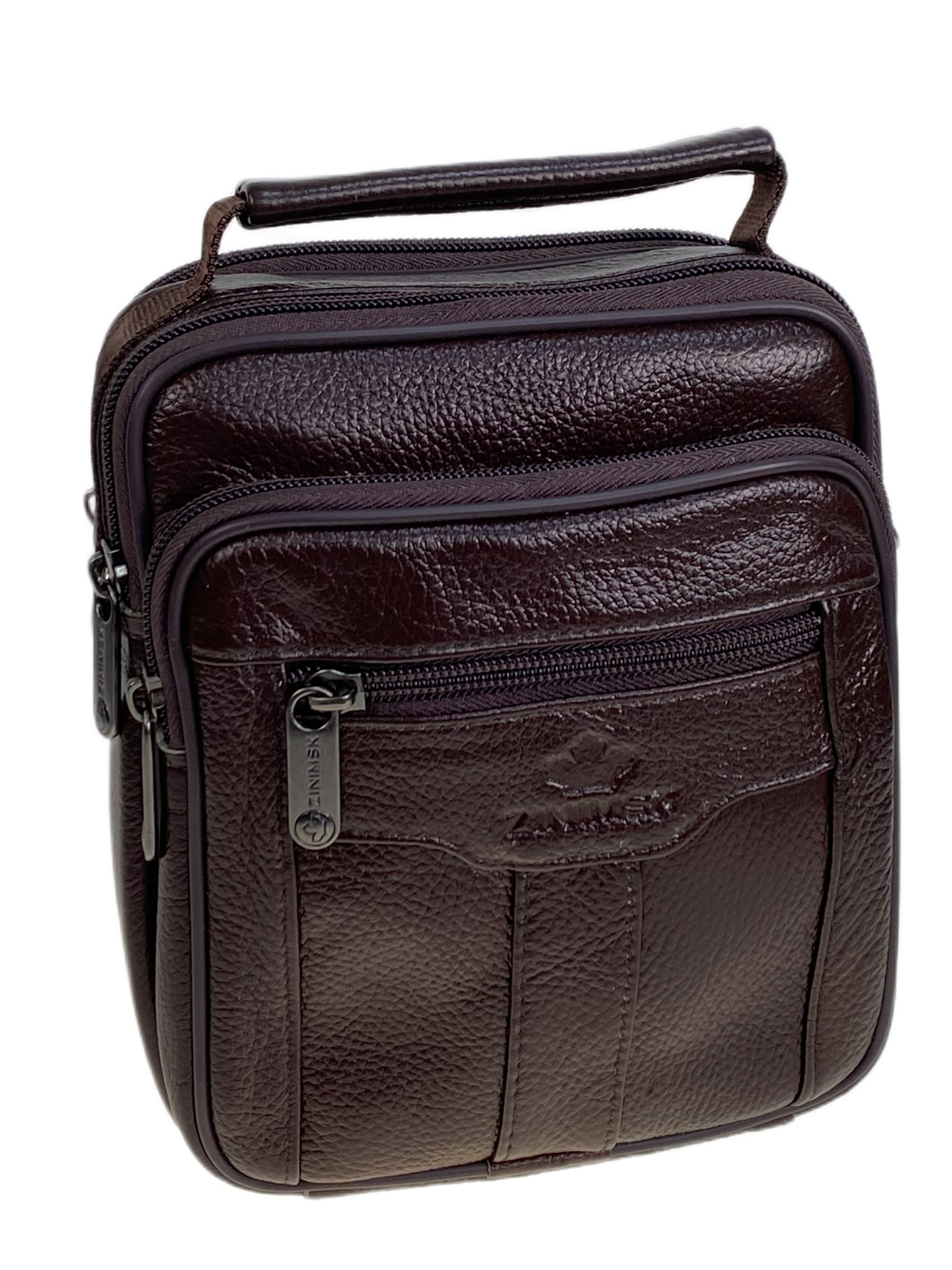 На фото 1 - Сумка мужская из натуральной кожи, цвет коричневый