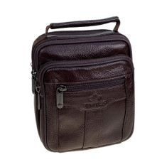 На фото 1 - Сумка мужская из натуральной кожи, цвет коричневый