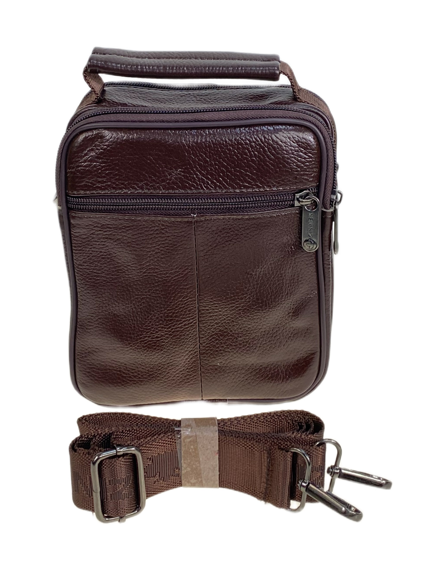 На фото 2 - Сумка мужская из натуральной кожи, цвет коричневый