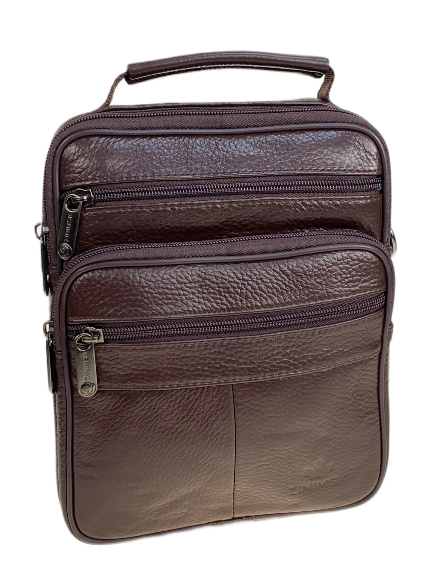 На фото 1 - Сумка мужская из натуральной кожи, цвет коричневый