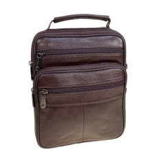 На фото 1 - Сумка мужская из натуральной кожи, цвет коричневый