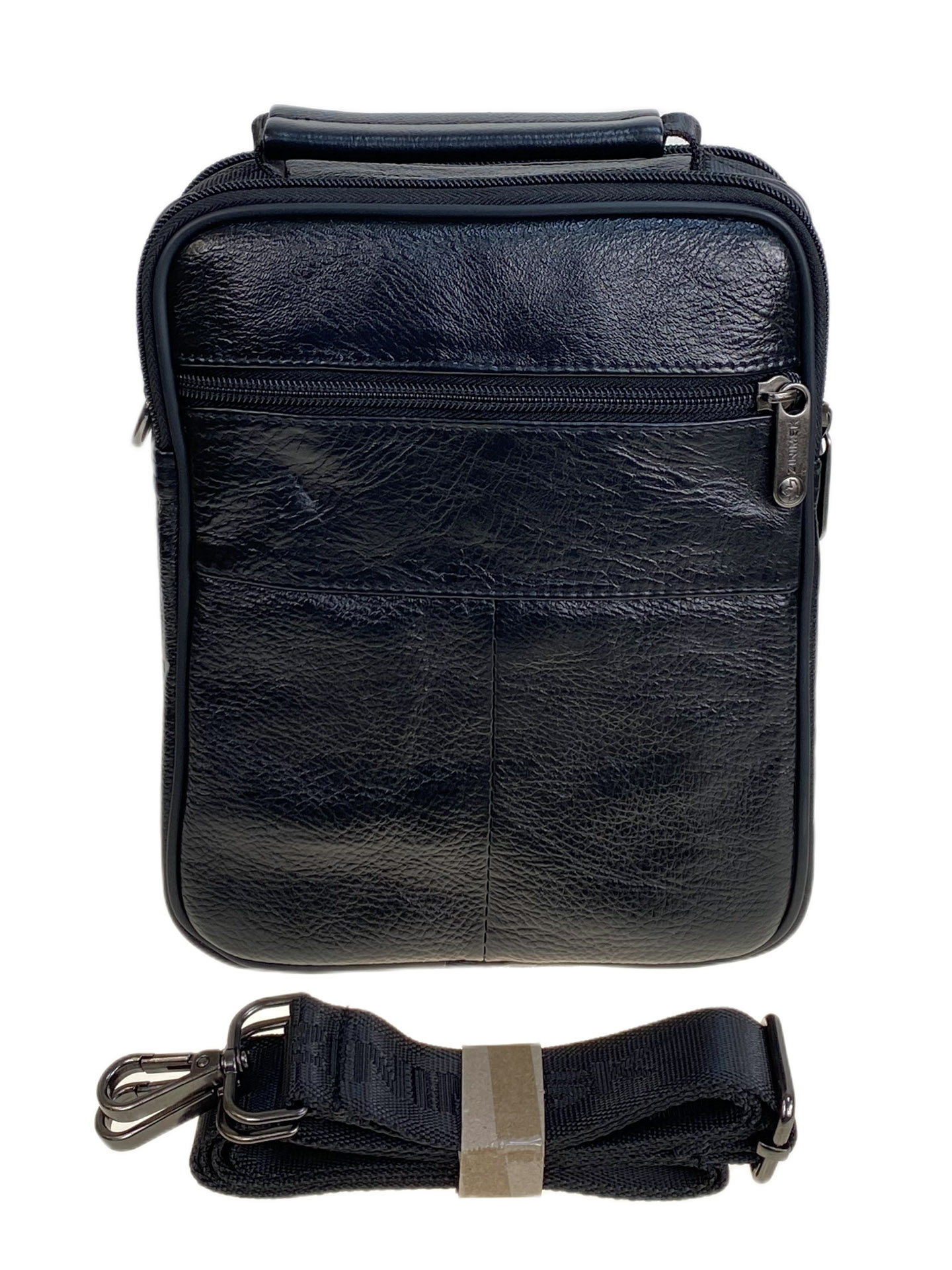 На фото 2 - Сумка мужская из натуральной кожи, цвет черный