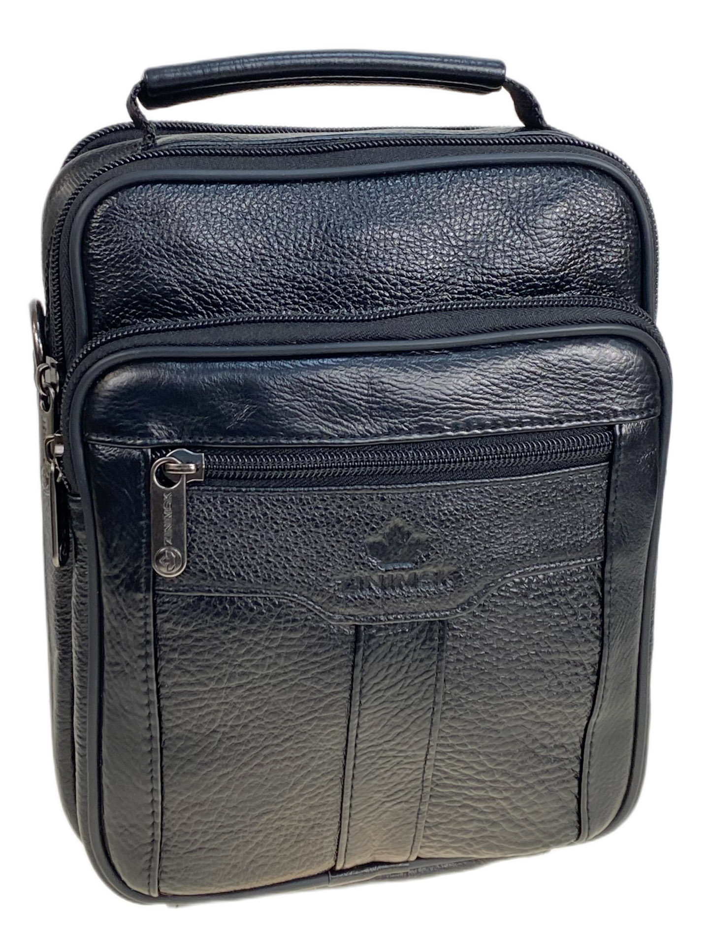 На фото 1 - Сумка мужская из натуральной кожи, цвет черный