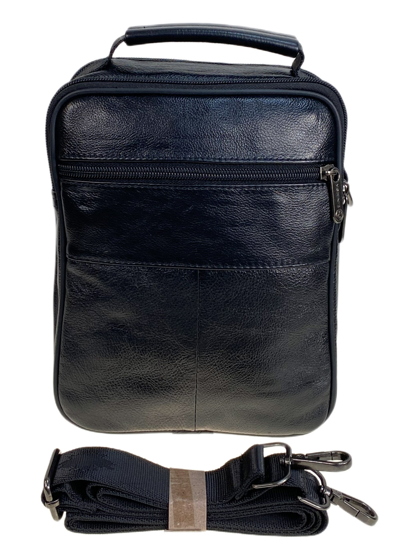 На фото 2 - Сумка мужская из натуральной кожи, цвет черный