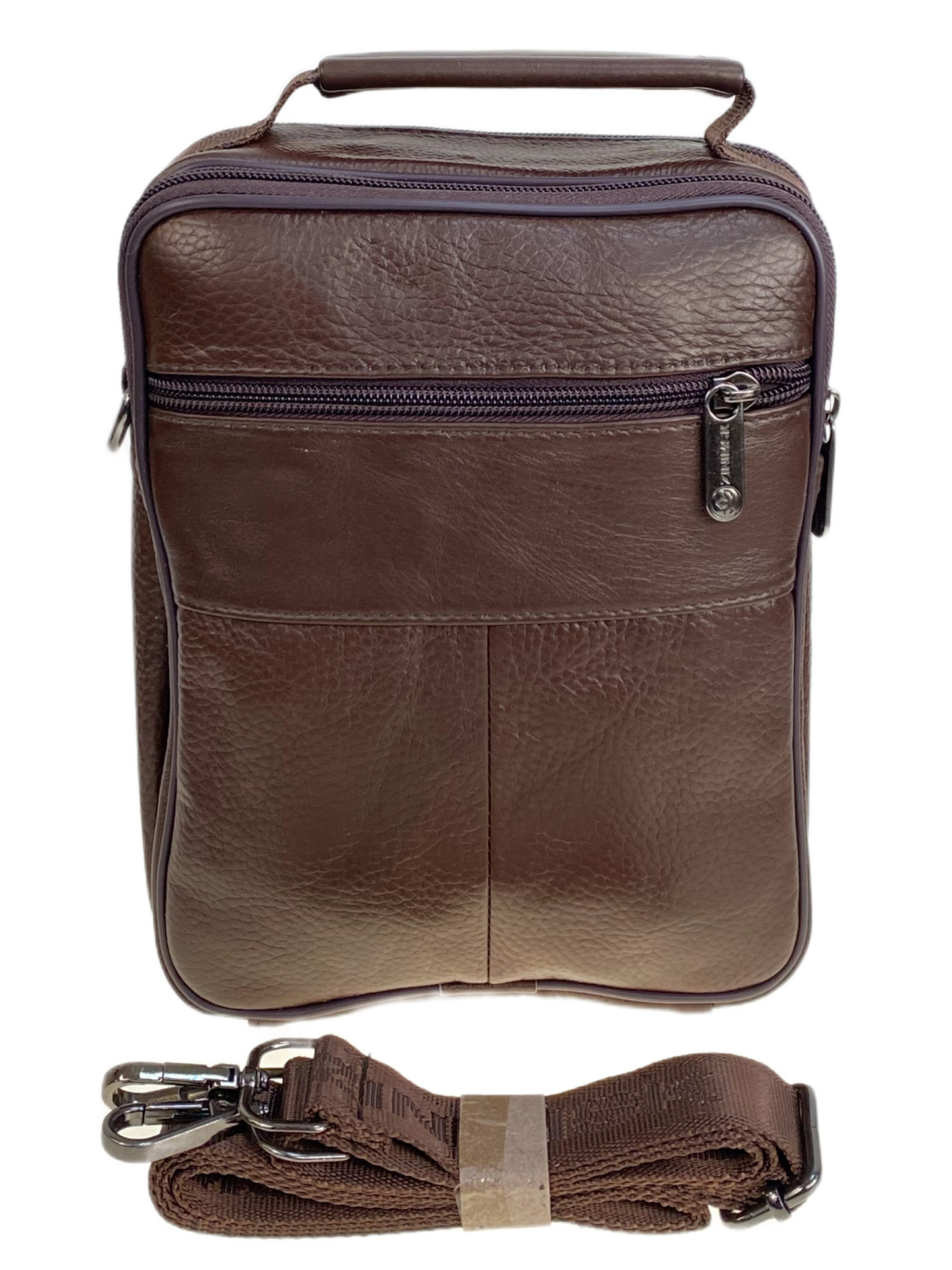 На фото 2 - Сумка мужская из натуральной кожи, цвет коричневый