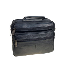 На фото 1 - Сумка мужская из натуральной кожи, цвет черный