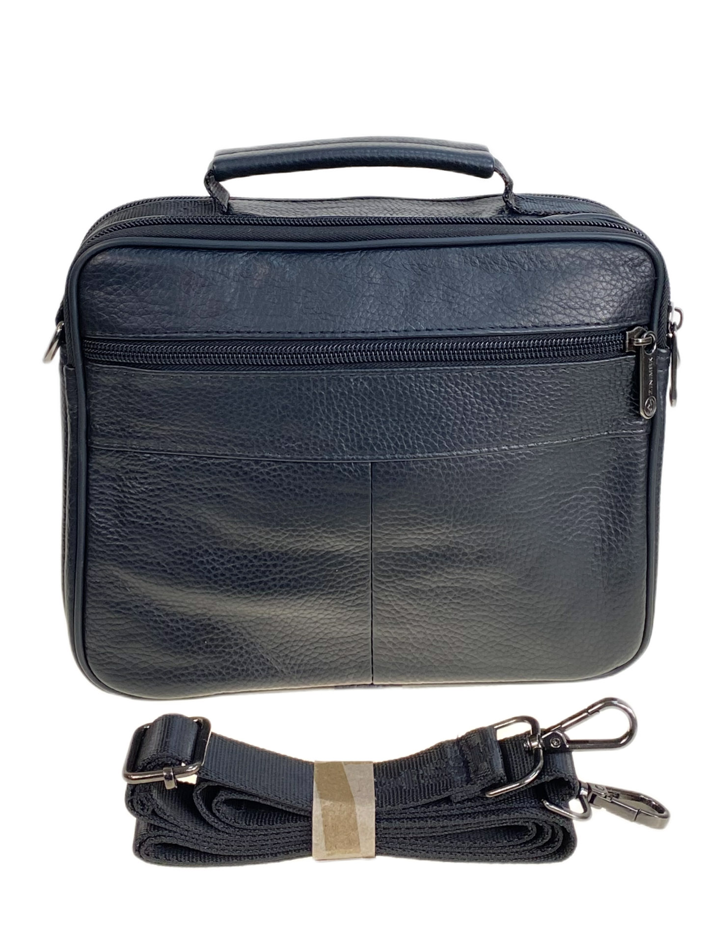 На фото 2 - Сумка мужская из натуральной кожи, цвет черный