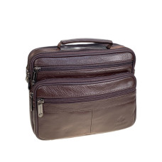 На фото 1 - Сумка мужская из натуральной кожи, цвет коричневый