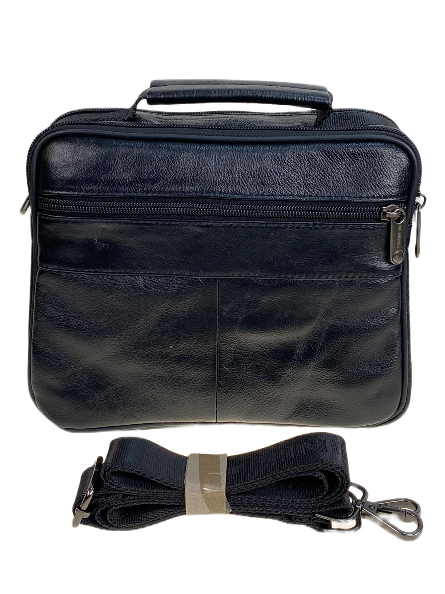 На фото 2 - Сумка мужская из натуральной кожи, цвет черный