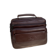 На фото 1 - Сумка мужская из натуральной кожи, цвет коричневый