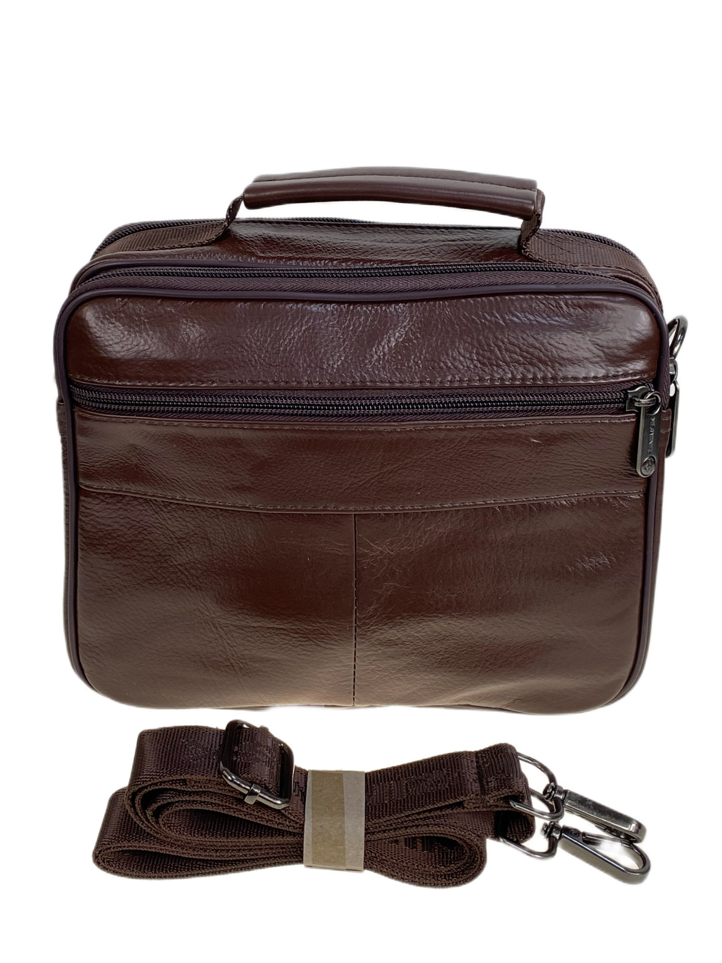 На фото 2 - Сумка мужская из натуральной кожи, цвет коричневый