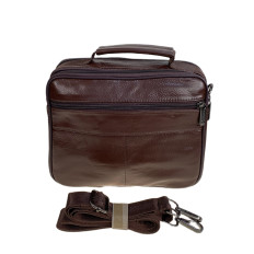 На фото 2 - Сумка мужская из натуральной кожи, цвет коричневый