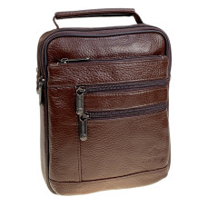 На фото 1 - Сумка мужская из натуральной кожи, цвет коричневый
