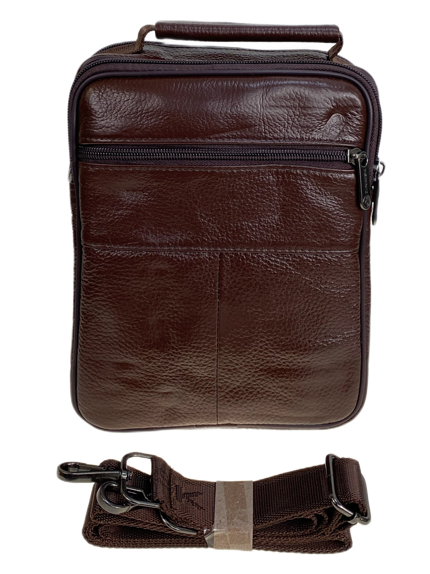 На фото 2 - Сумка мужская из натуральной кожи, цвет коричневый