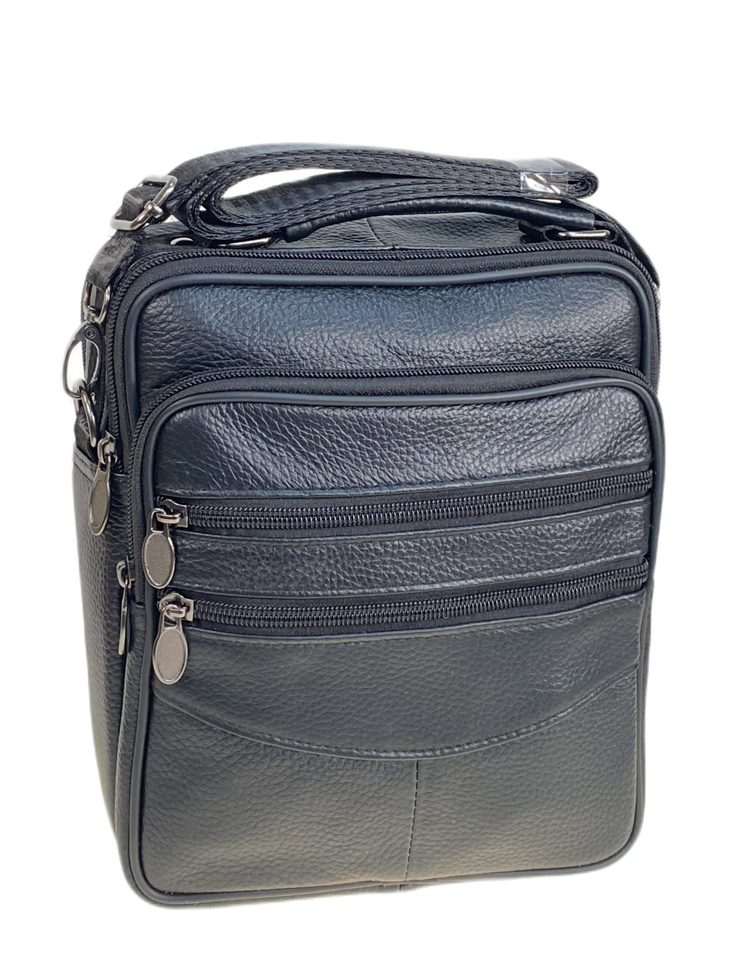 На фото 1 - Сумка мужская  из натуральной кожи, цвет черный