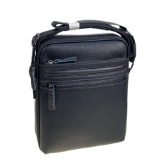 На фото 2 - Сумка мужская через плечо из искусственной кожи, цвет черный