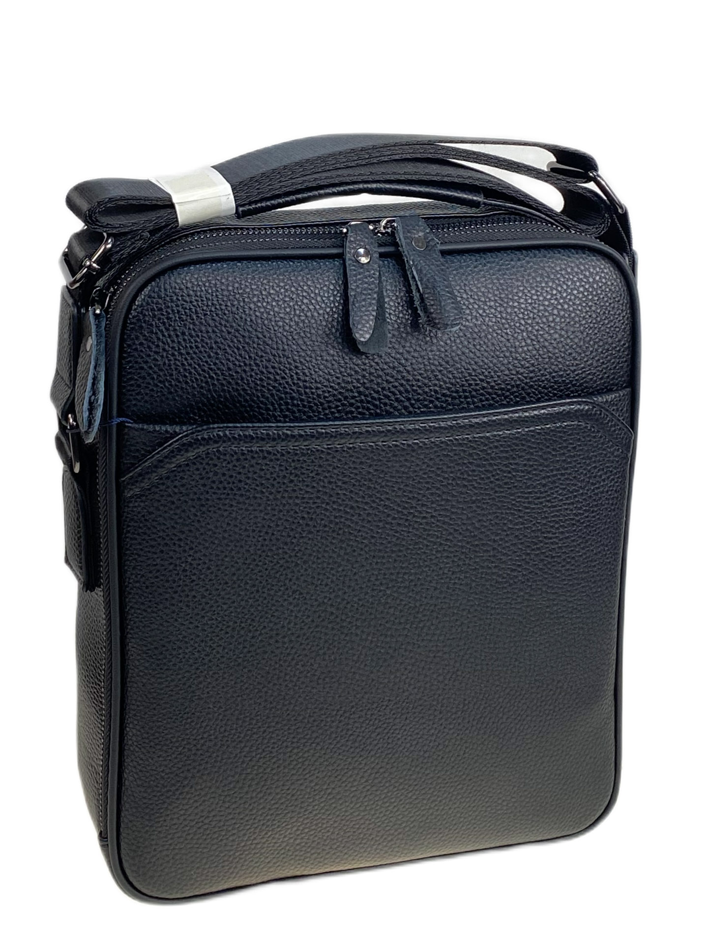 На фото 2 - Сумка мужская через плечо из искусственной кожи, цвет черный