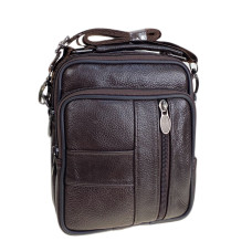 На фото 1 - Сумка мужская из натуральной кожи, цвет черный