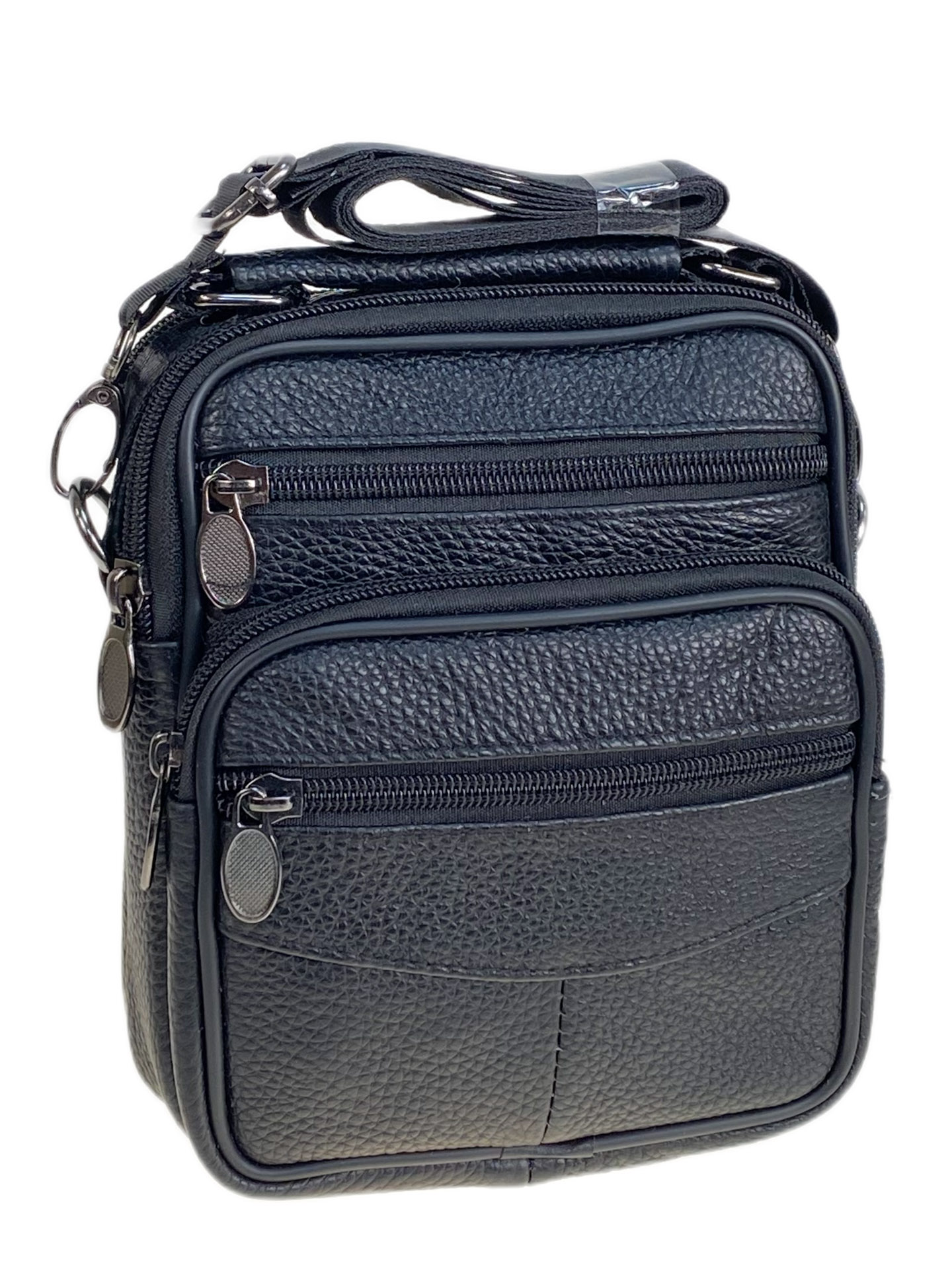 На фото 1 - Сумка мужская  из натуральной кожи, цвет черный