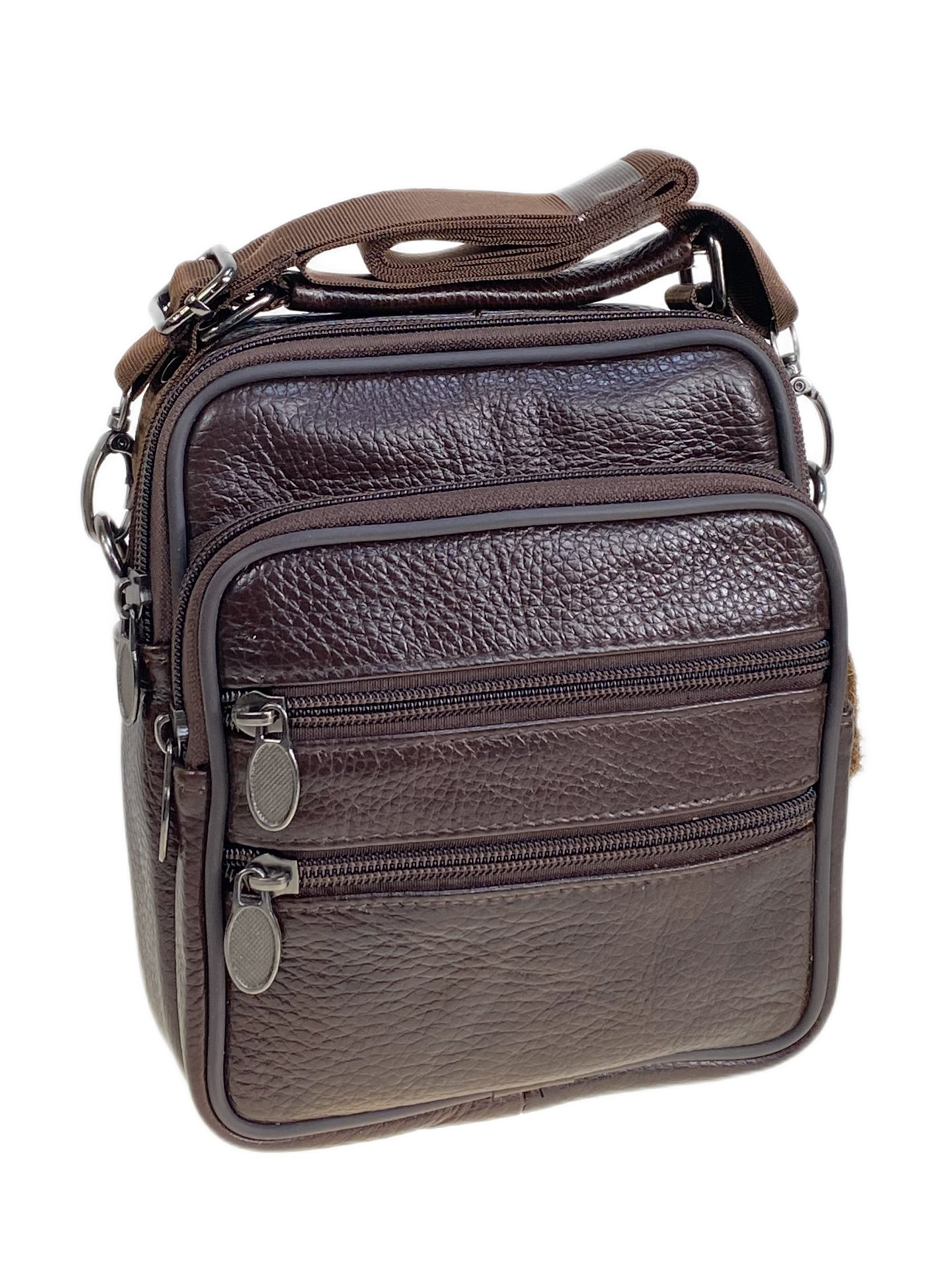 На фото 1 - Сумка мужская из натуральной кожи, цвет коричневый