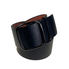 На фото 1 - Ремень женский широкий из искусственной кожи, цвет черный