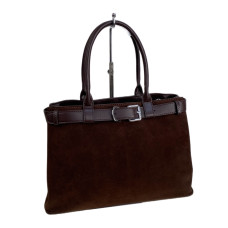 На фото 1 - Женская сумка из искусственной замши, цвет шоколад