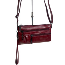 На фото 1 - Женская сумка из натуральной кожи, цвет красный