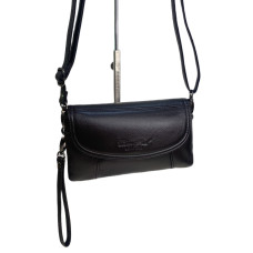 На фото 1 - Женская сумка из натуральной кожи, цвет черный