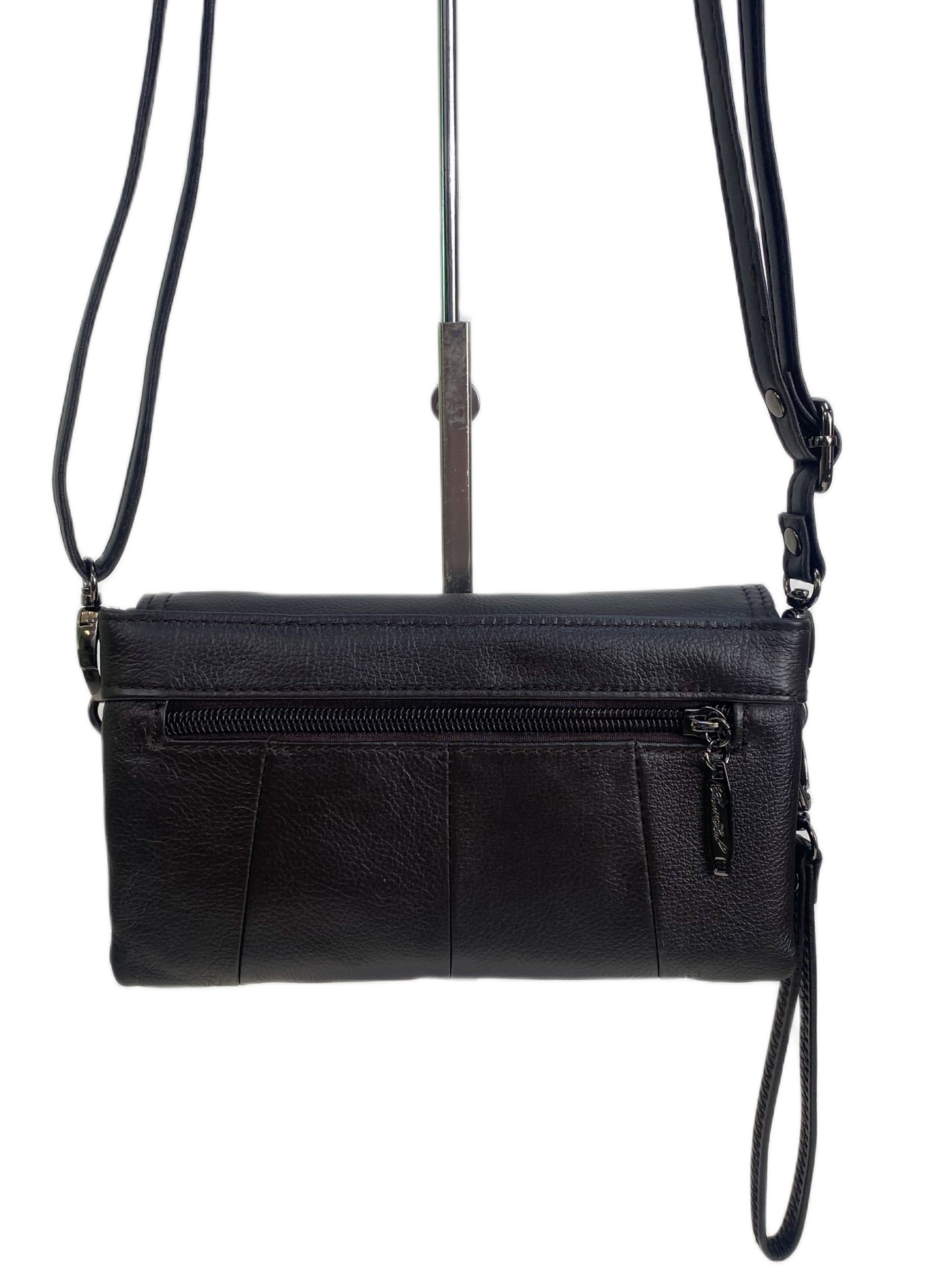 На фото 2 - Женская сумка из натуральной кожи, цвет черный