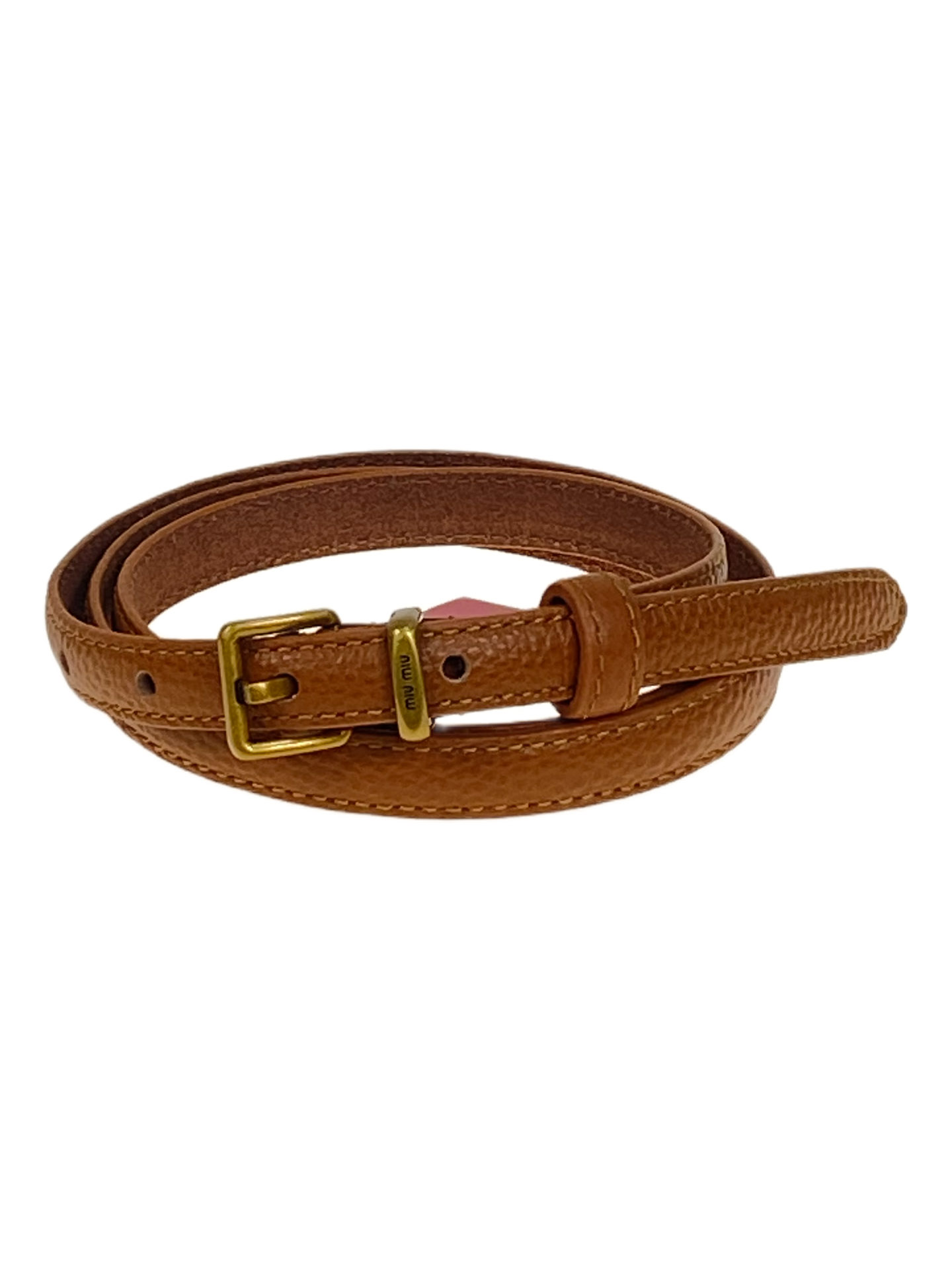 На фото 1 - Ремень женский из натуральной кожи, цвет коричнево-рыжий