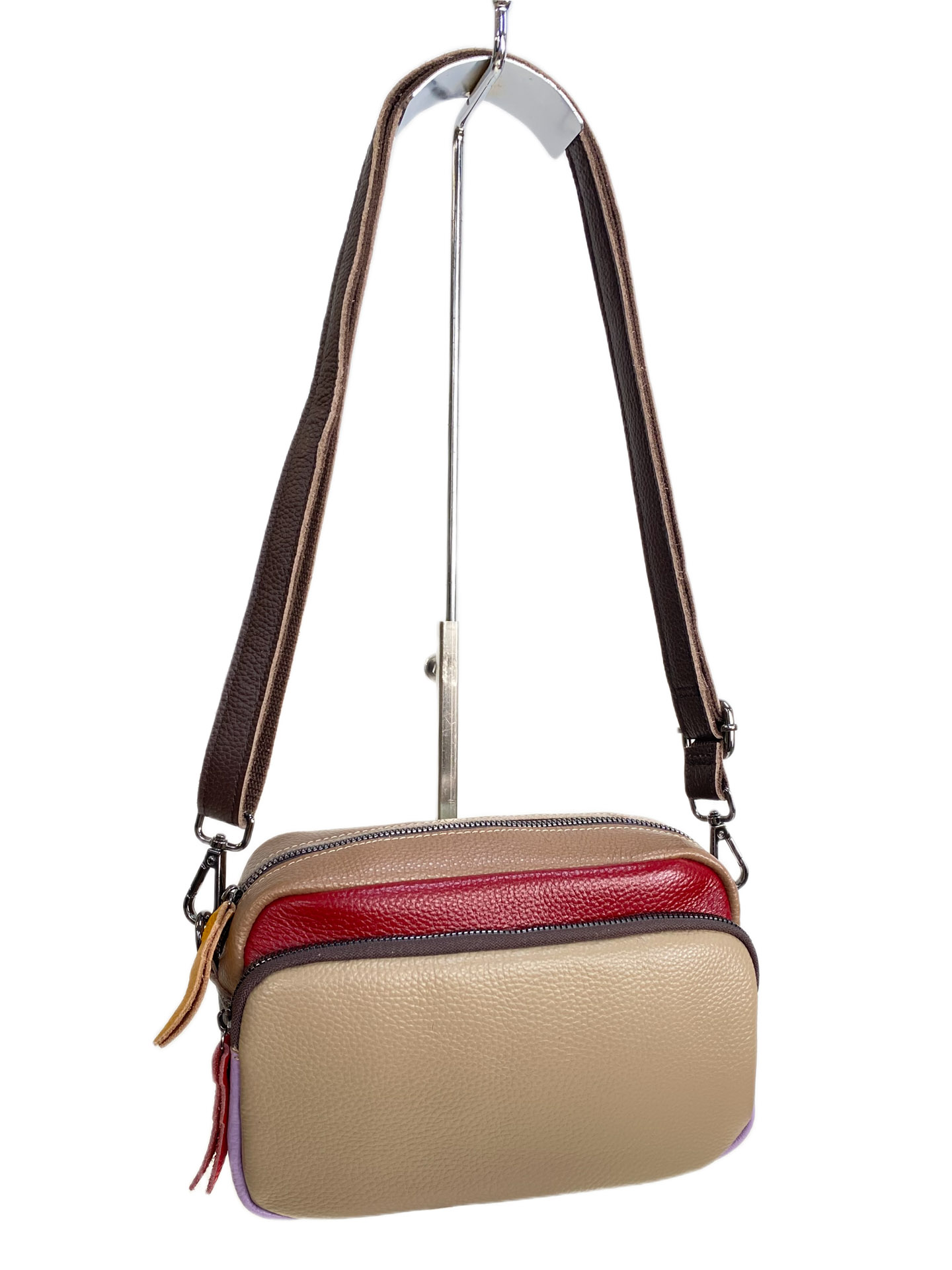 На фото 1 - Женская сумка из натуральной кожи, цвет  мультицвет